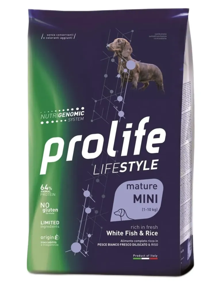 Prolife cane lifestyle mature pesce bianco e riso mini 2 kg  