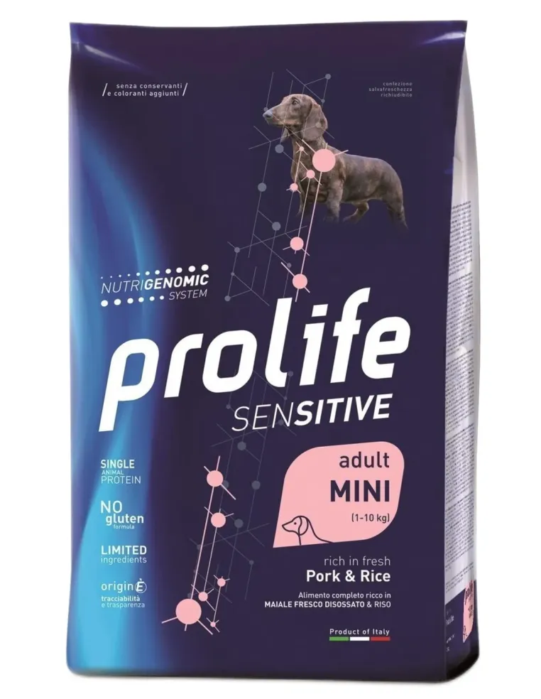 Prolife cane sensitive adult maiale e riso mini 2 kg  
