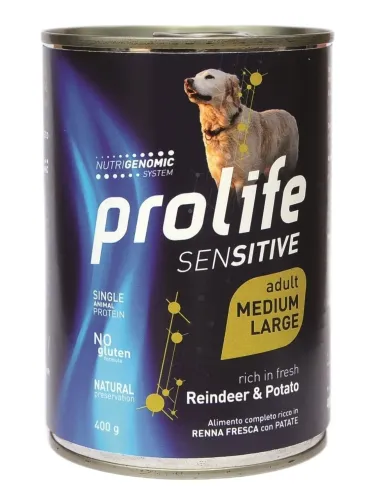 Prolife cane sensitive adult renna e patate medium large 400 gr  