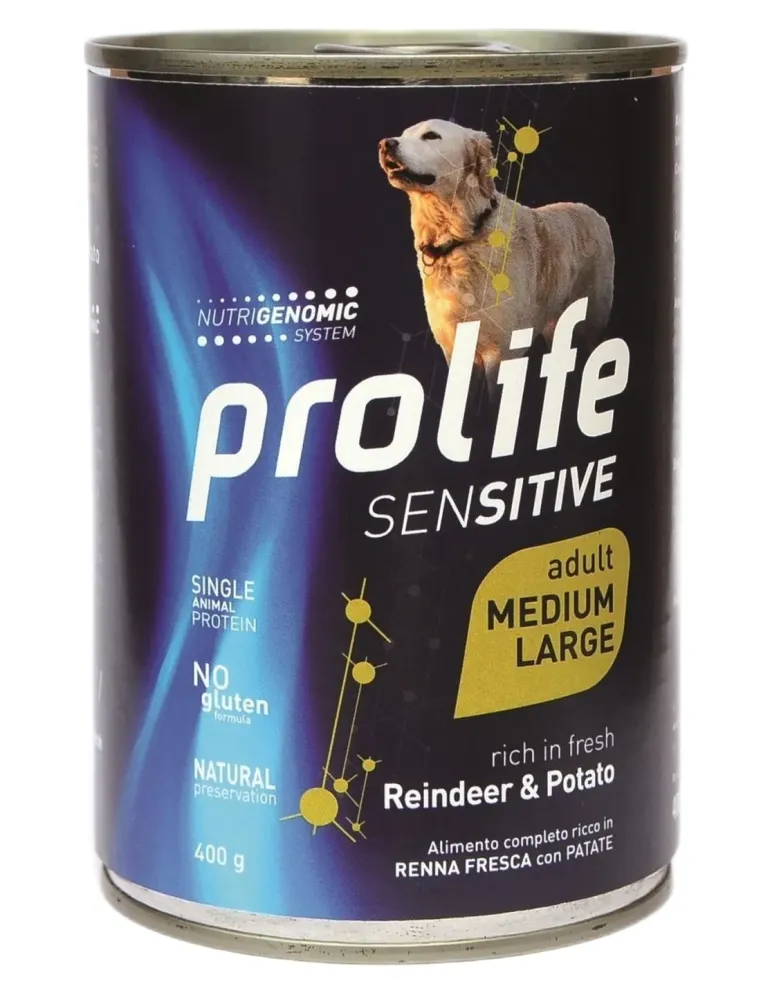 Prolife cane sensitive adult renna e patate medium large 400 gr  