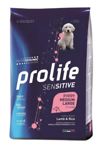 Prolife cane sensitive puppy agnello e riso medium large 2,5 kg  