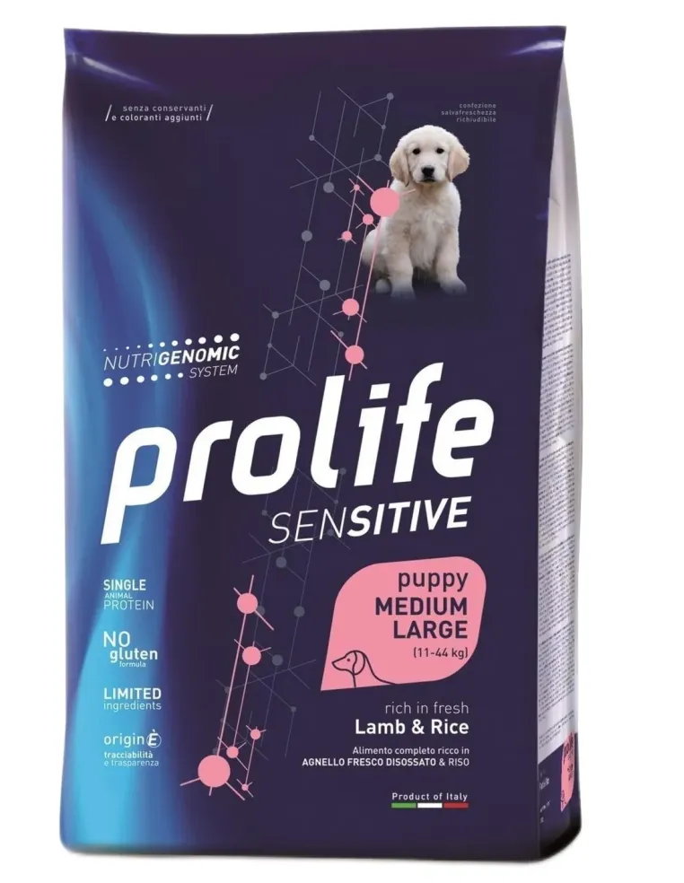 Prolife cane sensitive puppy agnello e riso medium large 2,5 kg  