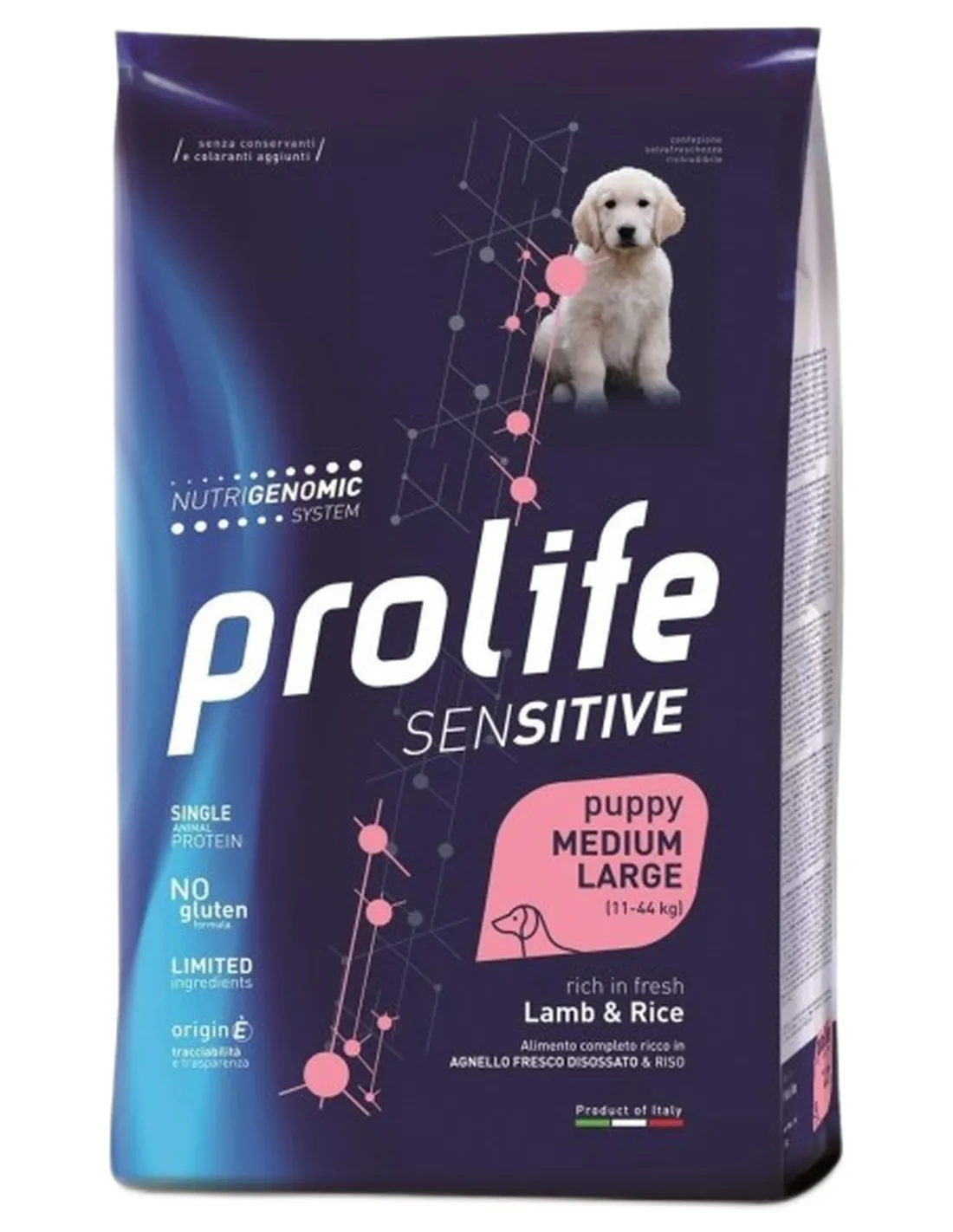 Prolife cane sensitive puppy agnello e riso medium large 2,5 kg  