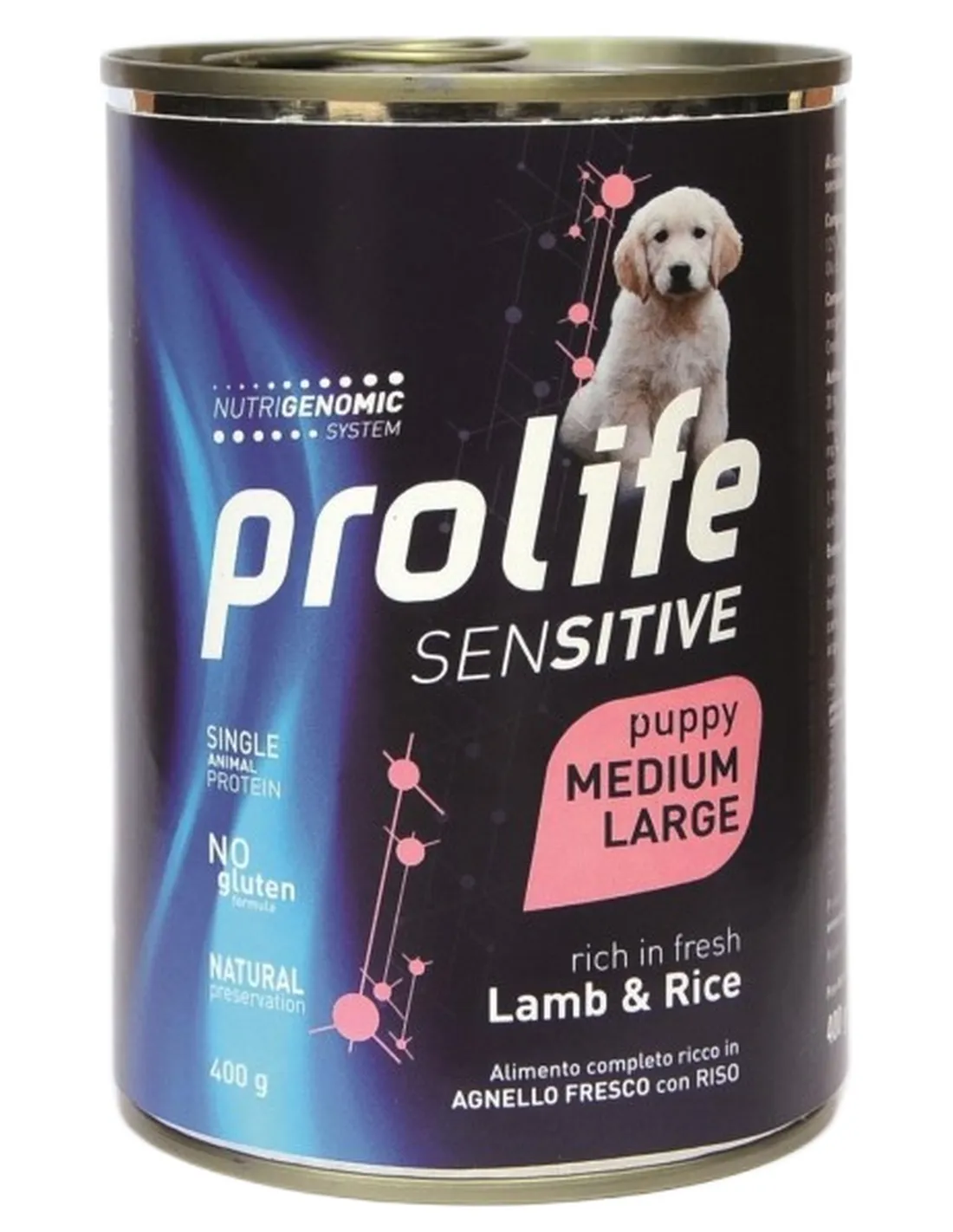 Prolife cane sensitive puppy agnello e riso medium large 400 gr   Prolife cane sensitive puppy agnello e riso medium large 400 gr