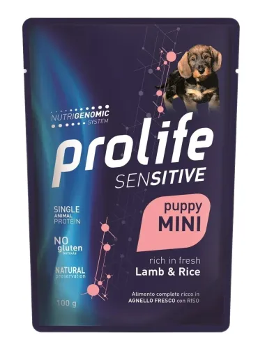 Prolife cane sensitive puppy agnello e riso mini bustina 100 gr  