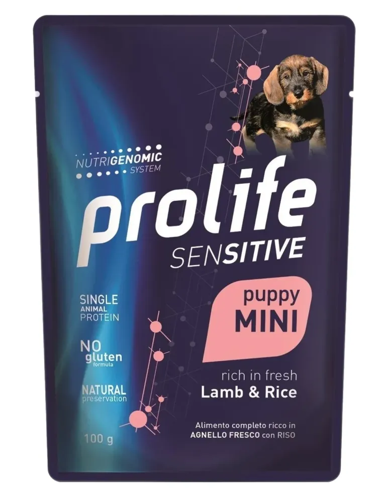 Prolife cane sensitive puppy agnello e riso mini bustina 100 gr  
