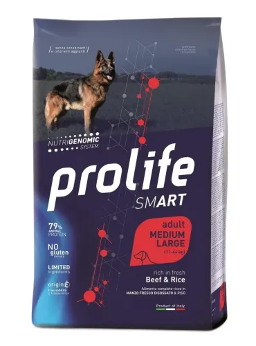 Prolife cane smart adult manzo e riso medium large 12 kg