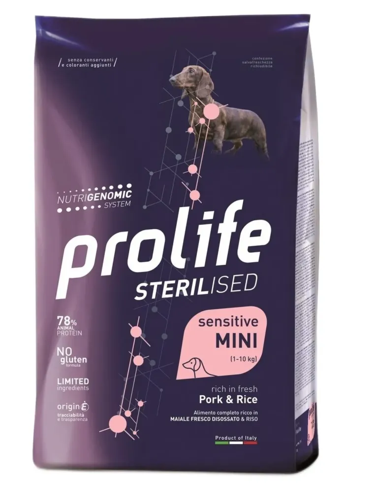 Prolife cane sterilised sensitive adult maiale e riso mini 2 kg  