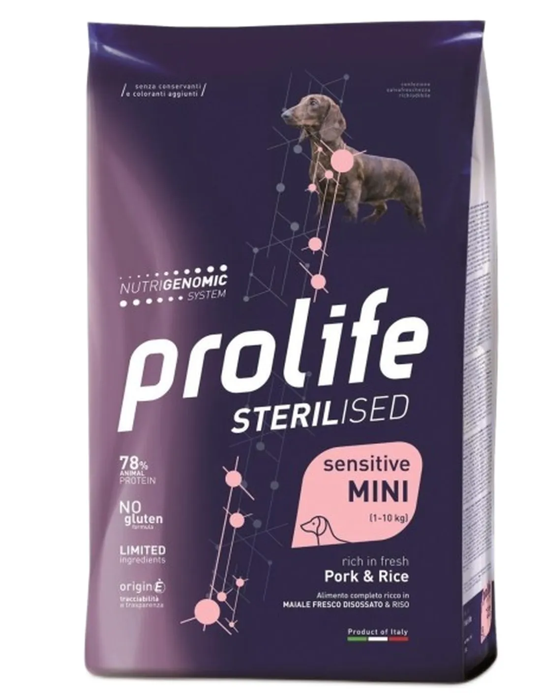 Prolife cane sterilised sensitive adult maiale e riso mini 2 kg  