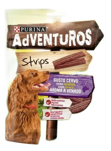Purina adventuros strips gusto cervo 90 gr  