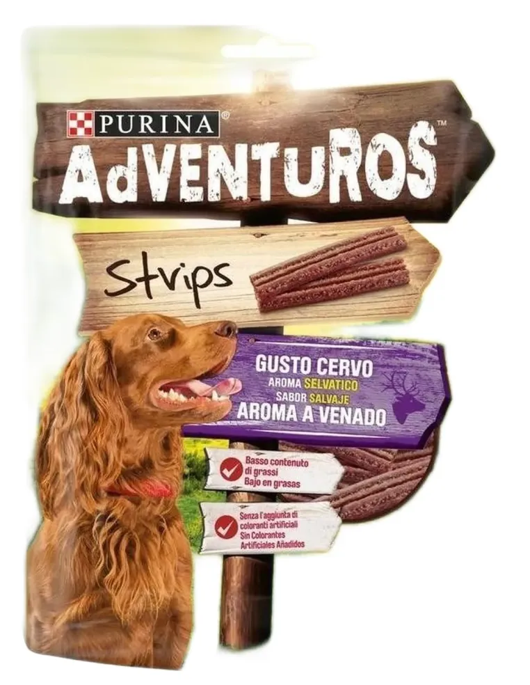 Purina adventuros strips gusto cervo 90 gr  