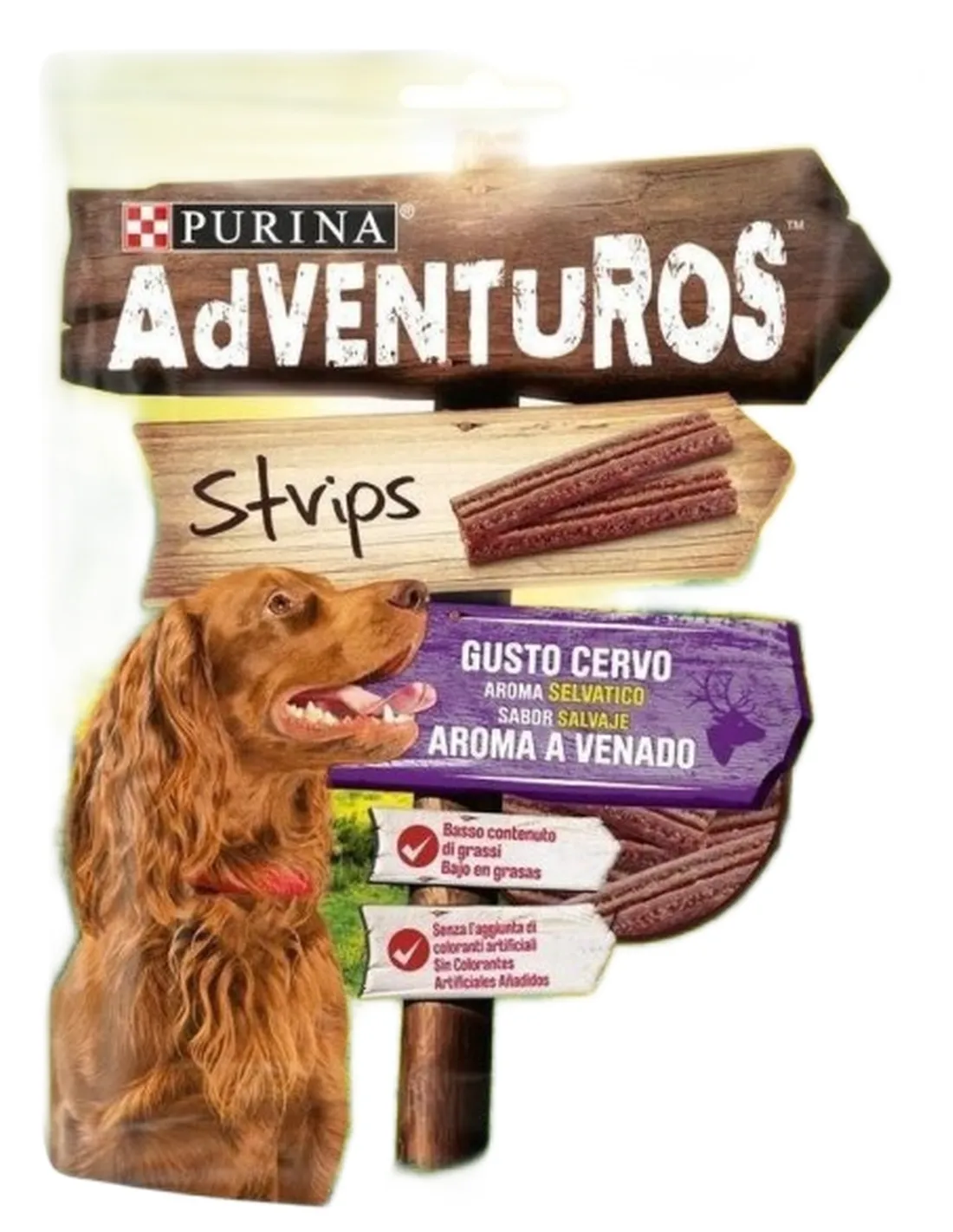 Purina adventuros strips gusto cervo 90 gr  