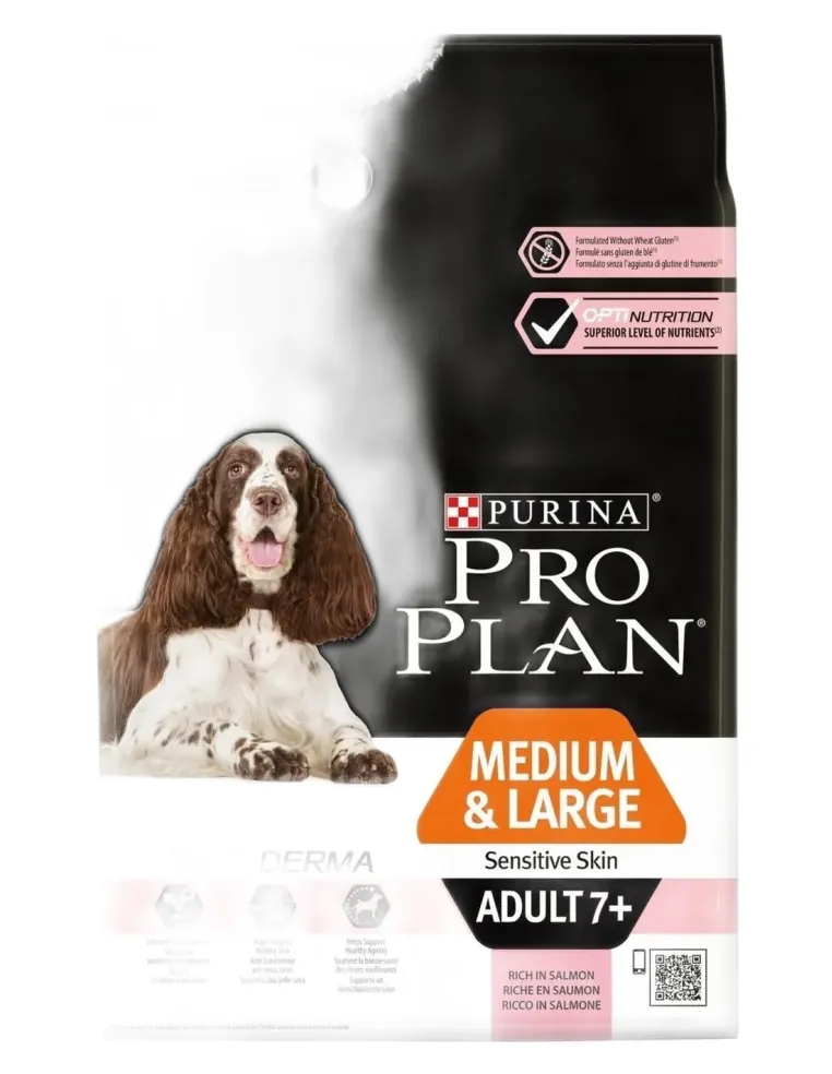 Purina proplan adult 7+ medium large sensitive skin optiderma 3 kg  