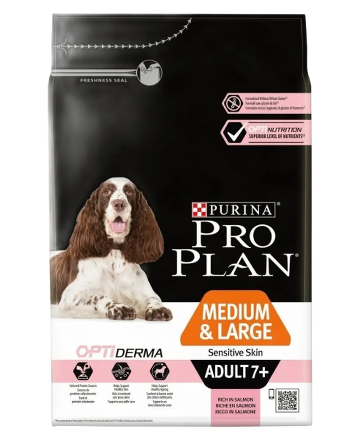 Purina proplan adult 7+ medium large sensitive skin optiderma 3 kg  