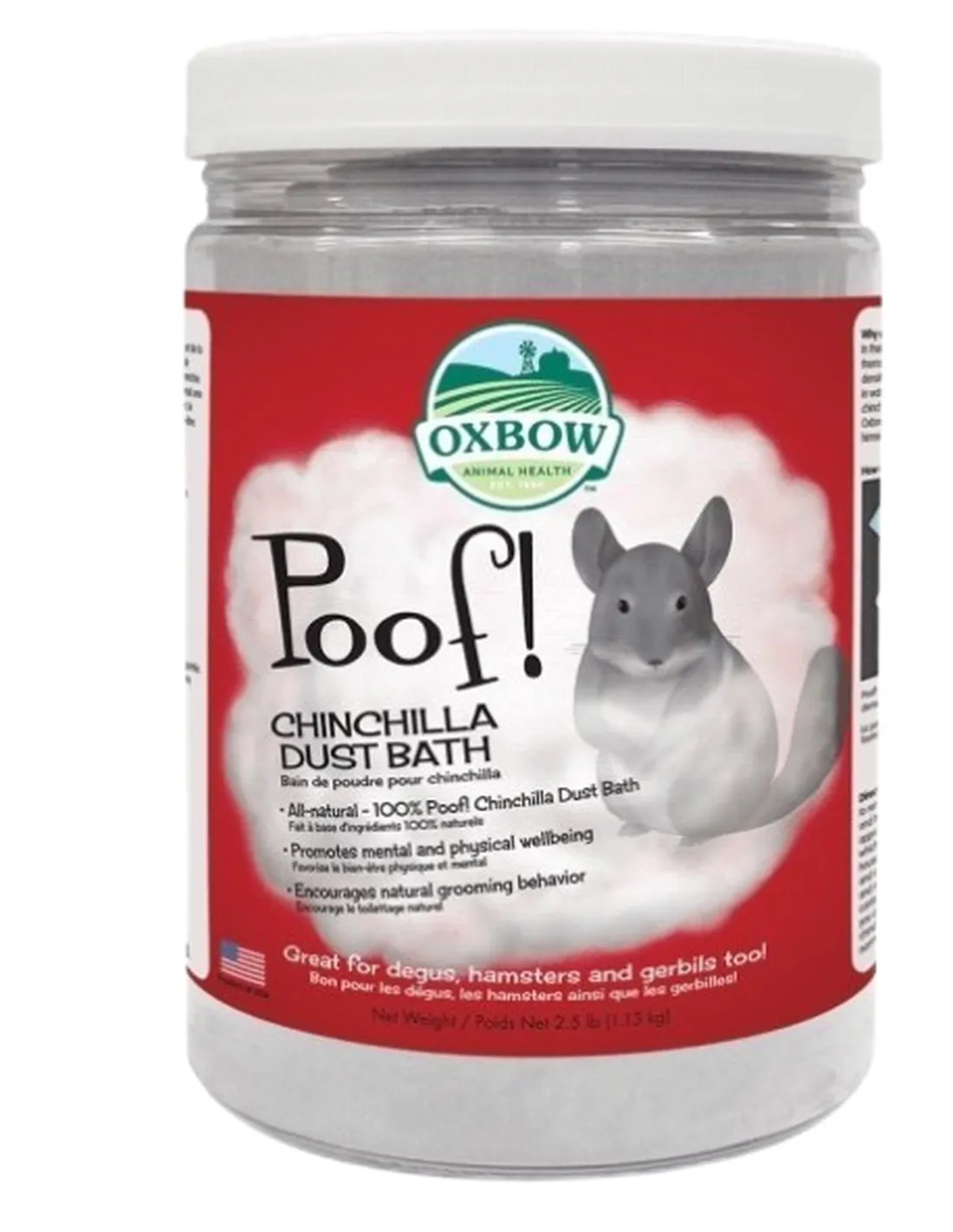 Oxbow poof chinchilla sabbia da bagno 1.13 kg   Oxbow poof chinchilla sabbia da bagno 1.13 kg
