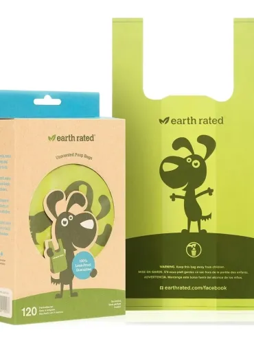 Earth rated sacchetti biodegradabili con manici inodore 120 pz senza rotolo