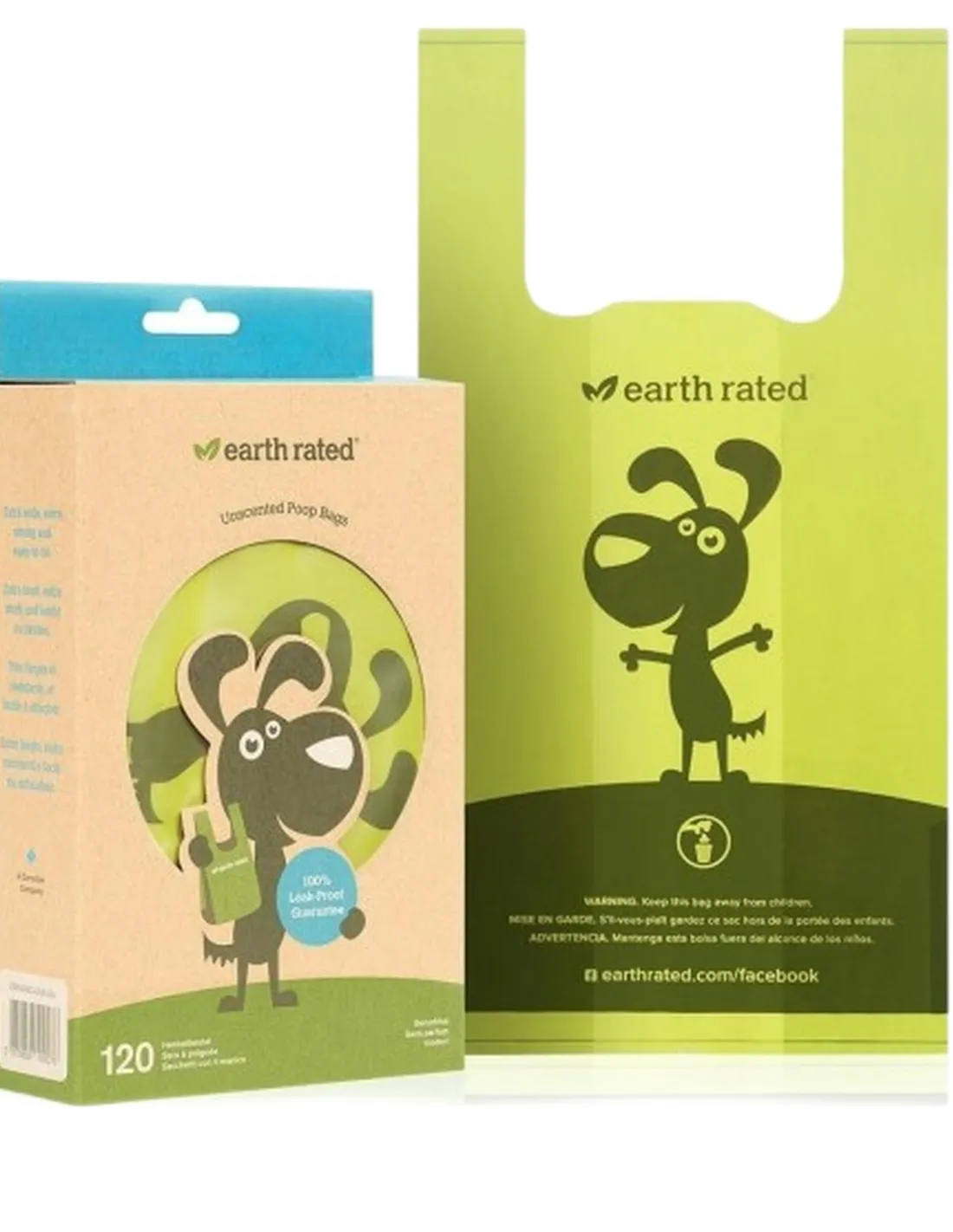 Earth rated sacchetti biodegradabili con manici inodore 120 pz senza rotolo   Earth rated sacchetti biodegradabili con manici inodore 120 pz senza rotolo