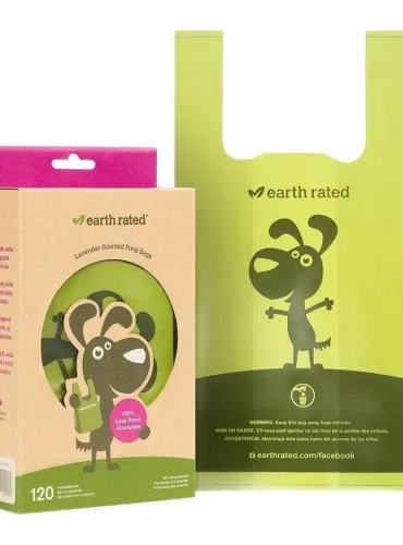 Earth rated sacchetti biodegradabili con manici fragranza lavanda 120 pz senza rotolo