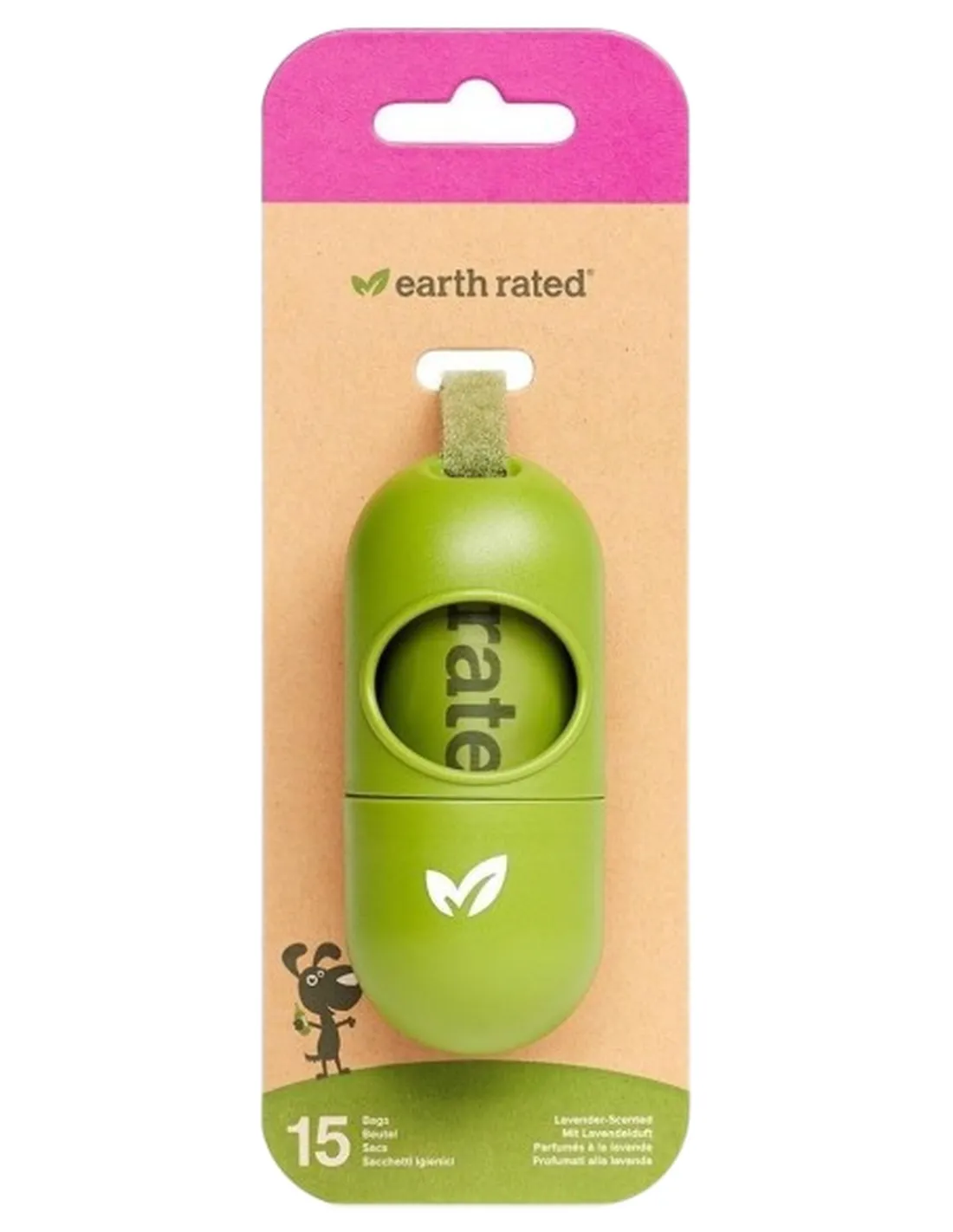 Earth rated distributore con sacchetti biodegradabili fragranza lavanda 1 rotolo x 15 sacchetti  