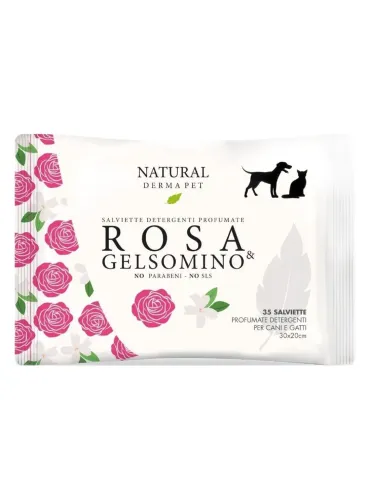 Natural derma pet salviette rosa e gelsomino 35 pz  