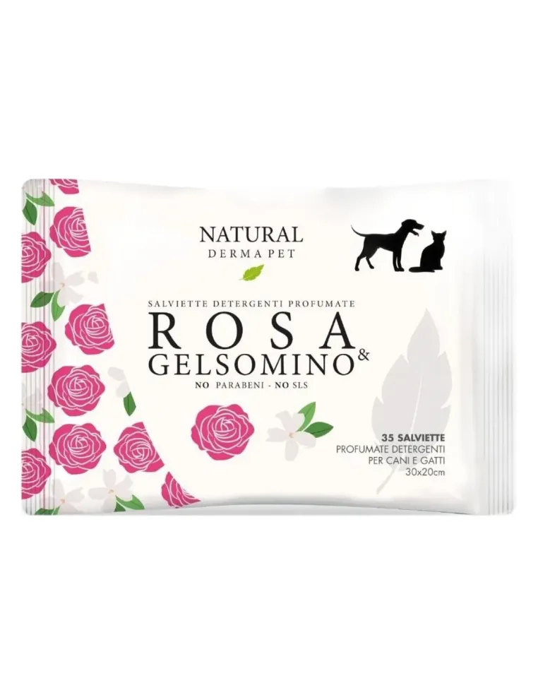 Natural derma pet salviette rosa e gelsomino 35 pz  