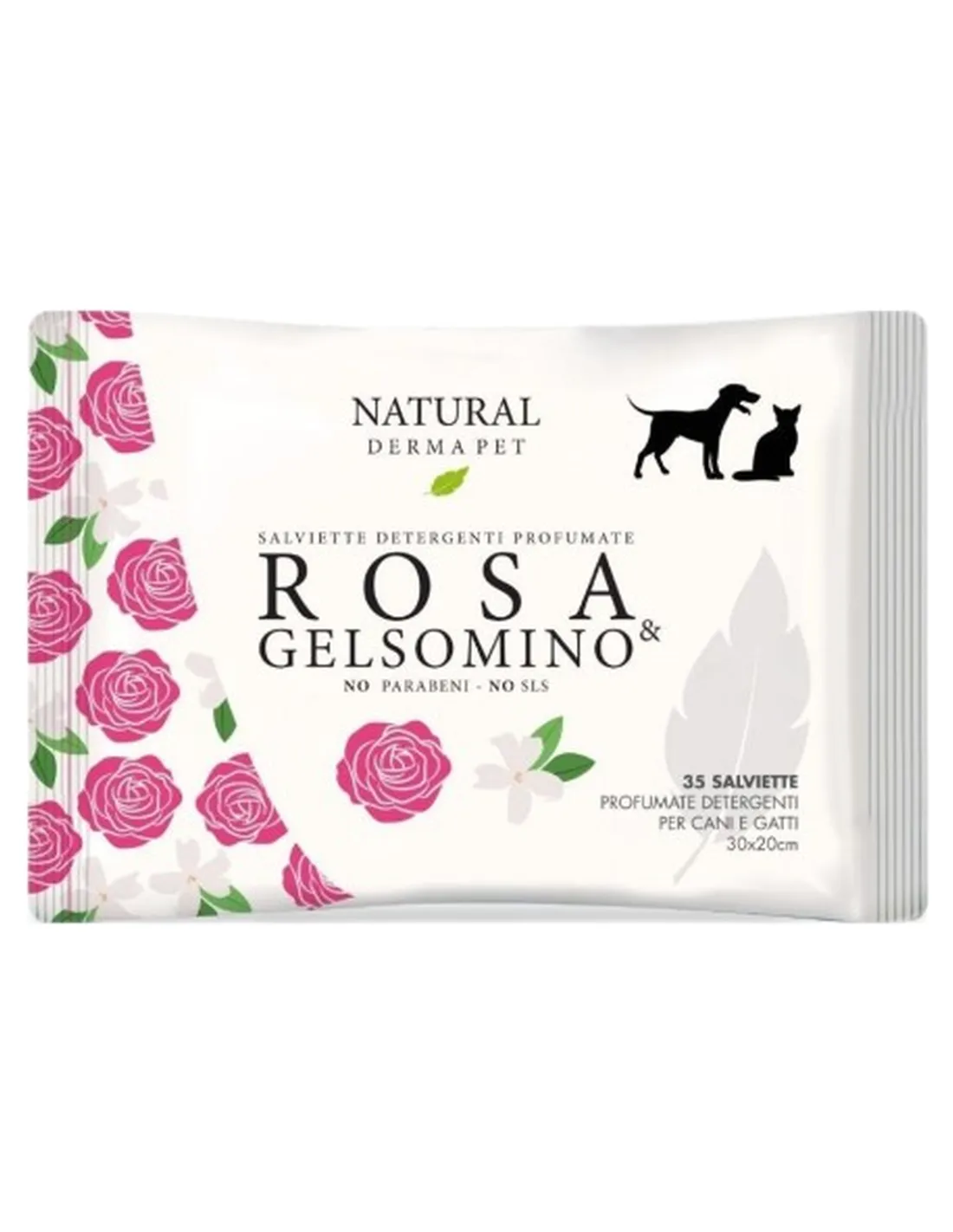 Natural derma pet salviette rosa e gelsomino 35 pz   Natural derma pet salviette rosa e gelsomino 35 pz