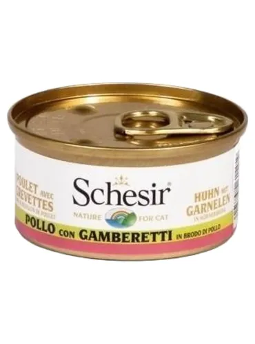 Schesir gatto pollo con gamberetti in brodo di pesce 70 gr  