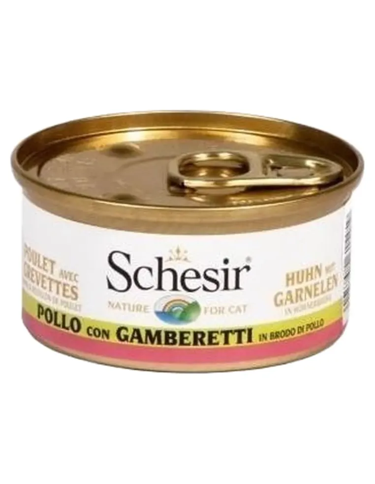 Schesir gatto pollo con gamberetti in brodo di pesce 70 gr  