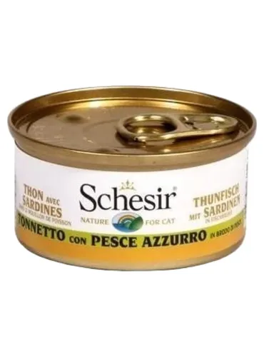 Schesir gatto tonnetto con pesce azzurro in brodo di pesce 70 gr  