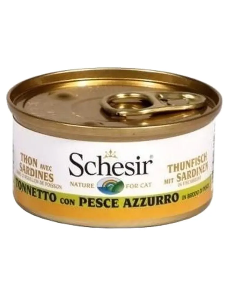 Schesir gatto tonnetto con pesce azzurro in brodo di pesce 70 gr  