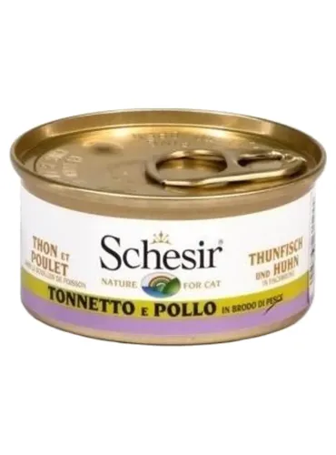 Schesir gatto tonnetto e pollo in brodo di pesce 70 gr  