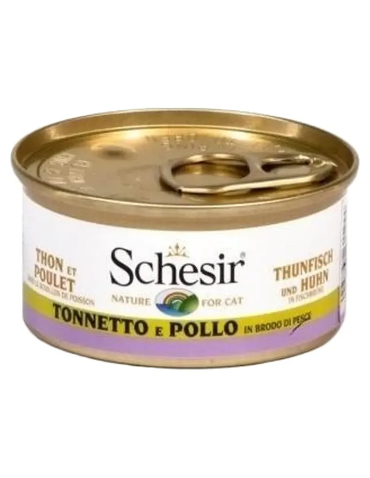 Schesir gatto tonnetto e pollo in brodo di pesce 70 gr  
