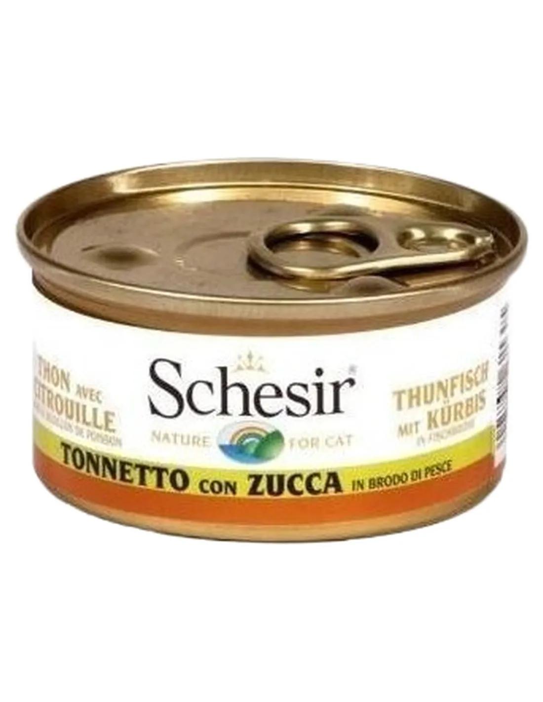 Schesir gatto tonnetto con zucca in brodo di pesce 70 gr   Schesir gatto tonnetto con zucca in brodo di pesce 70 gr