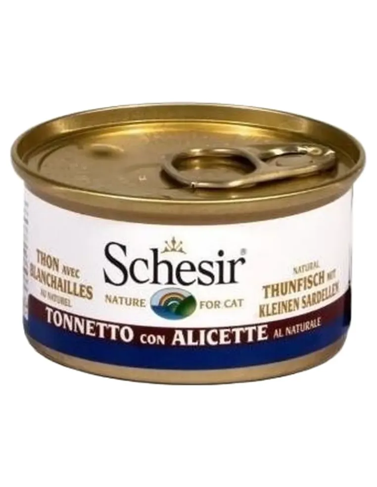 Schesir gatto tonnetto con alicette al naturale 85 gr  