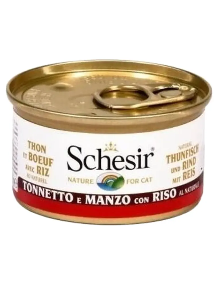Schesir gatto tonnetto e manzo con riso al naturale 85 gr  
