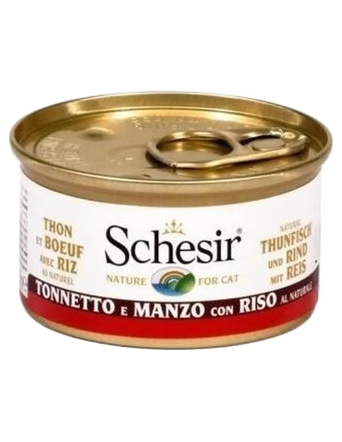 Schesir gatto tonnetto e manzo con riso al naturale 85 gr  