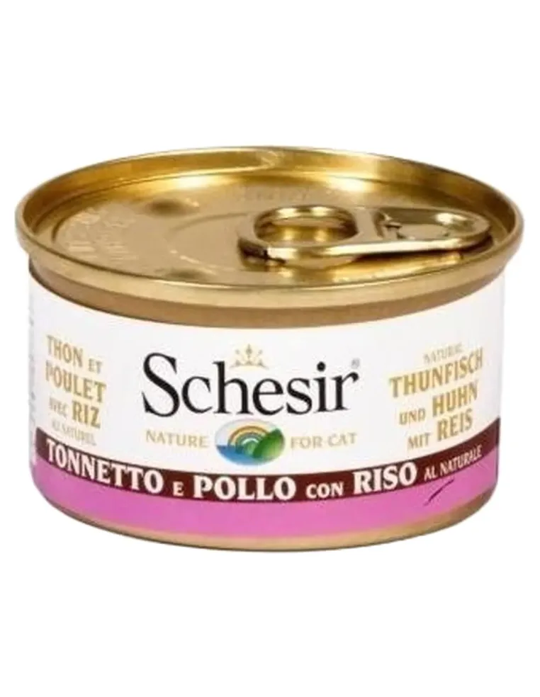 Schesir gatto tonnetto e pollo con riso al naturale 85 gr  