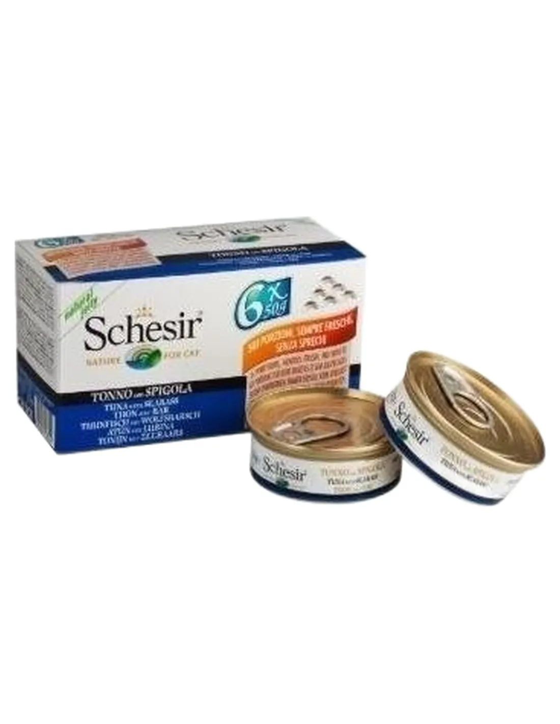 Schesir gatto tonno con spigola multipack 6 x 50 gr  