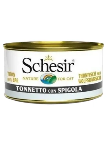 Schesir gatto gelatina tonnetto con spigola 85 gr  