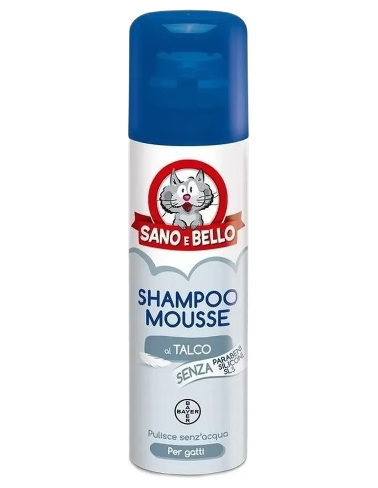 Bayer Shampoo Mousse al Talco per Gatti 200 ml sano e bello  
