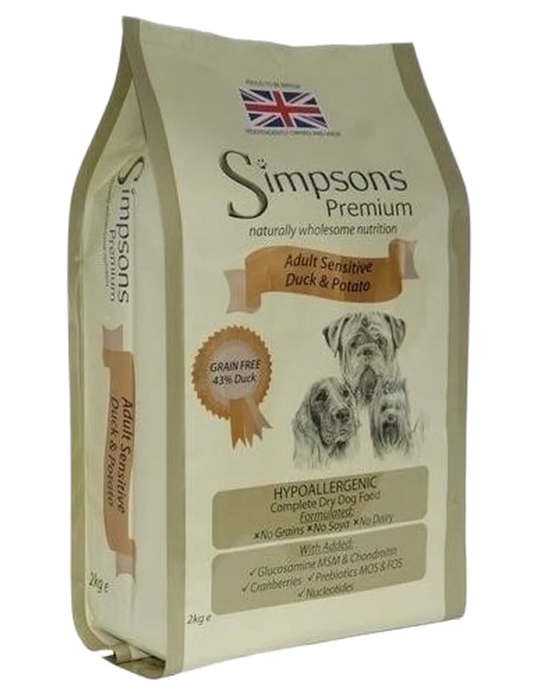 Simpsons Premium cane adult sensitive anatra e patate 2 kg   Simpsons Premium cane adult sensitive anatra e patate 2 kg