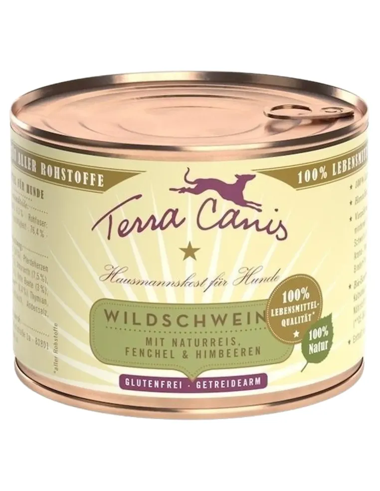 Terra canis classic cinghiale con riso integrale, finocchio e lampone 200 gr  