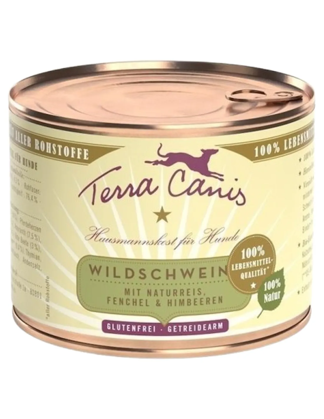 Terra canis classic cinghiale con riso integrale, finocchio e lampone 200 gr  