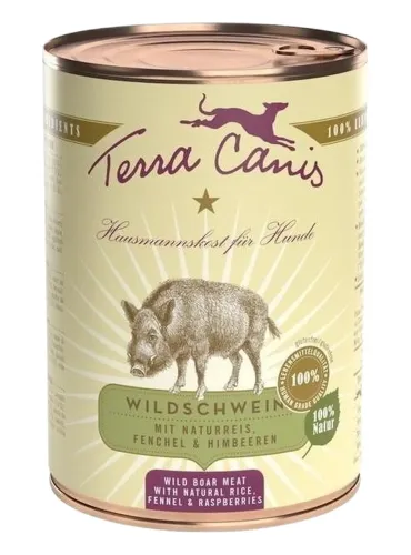 Terra canis classic cinghiale con riso integrale, finocchio e lampone 400 gr  