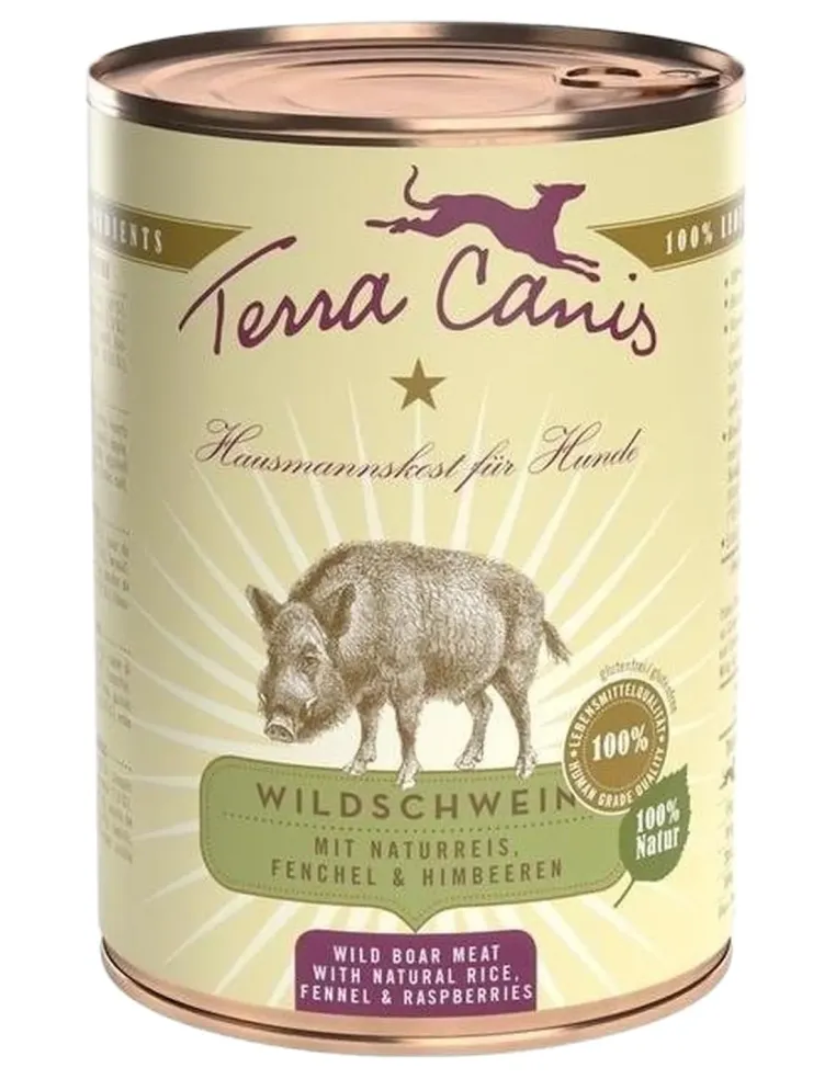 Terra canis classic cinghiale con riso integrale, finocchio e lampone 400 gr  