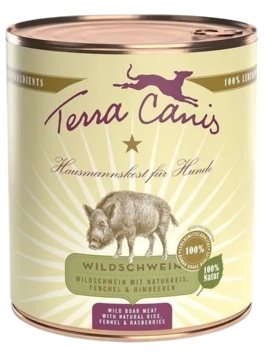 Terra canis classic cinghiale con riso integrale, finocchio e lampone 800 gr  
