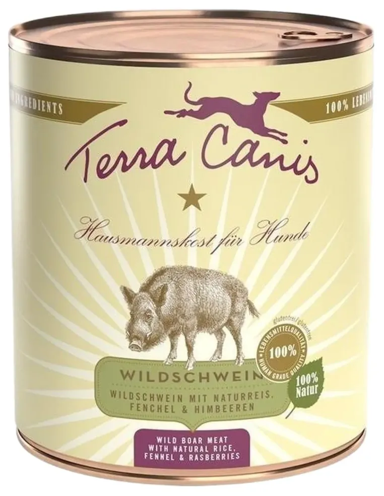 Terra canis classic cinghiale con riso integrale, finocchio e lampone 800 gr  