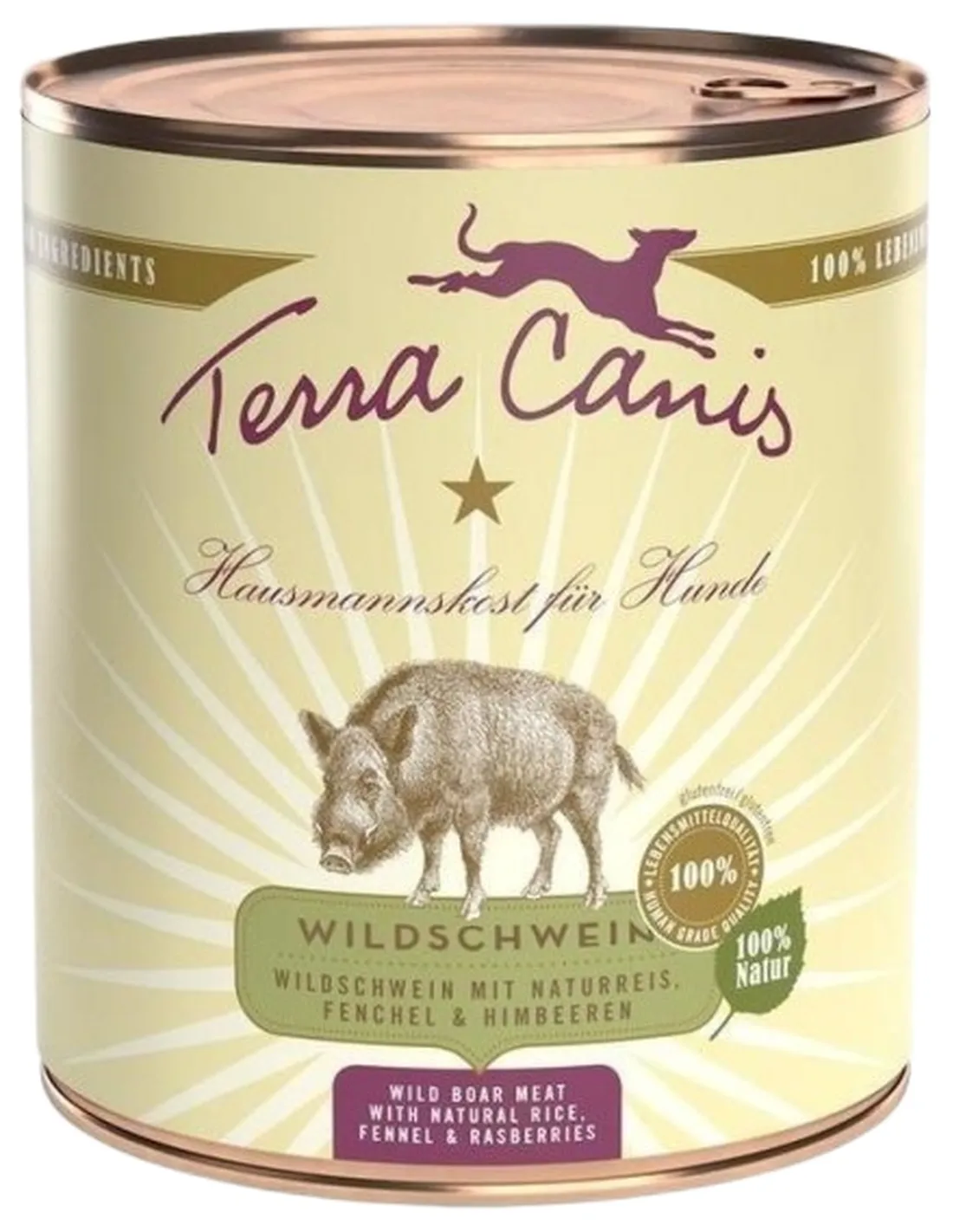 Terra canis classic cinghiale con riso integrale, finocchio e lampone 800 gr   Terra canis classic cinghiale con riso integrale, finocchio e lampone 800 gr