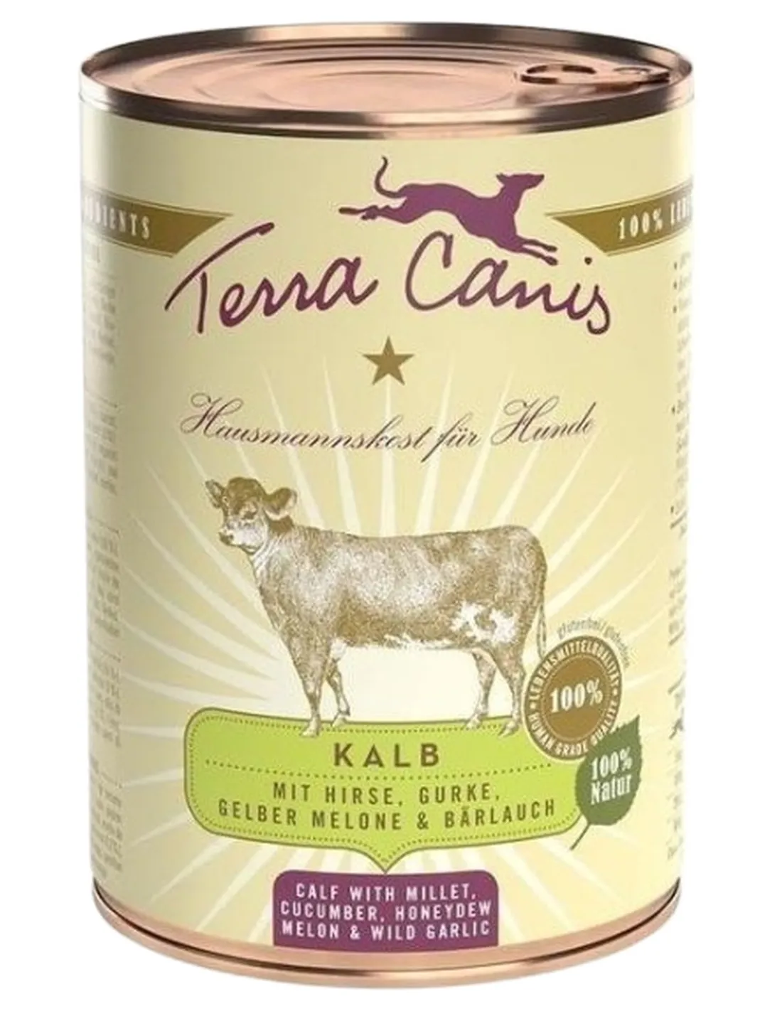 Terra canis classic vitello con miglio, cetriolo, melone giallo e aglio orsino 400 gr   Terra canis classic vitello con miglio, cetriolo, melone giallo e aglio orsino 400 gr