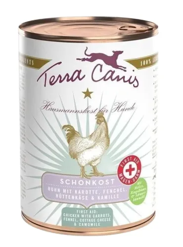 Terra canis gastrointestinal first aid pollo con carota, finocchio, formaggio in fiocchi e camomilla 400 gr  